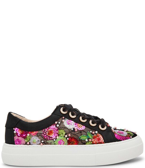 ベッツィジョンソン レディース ボトムス カジュアルパンツ フラワー柄 プラットフォーム スニーカー 刺繍 フラワー Blue by Betsey Johnson Bonny Floral Embro