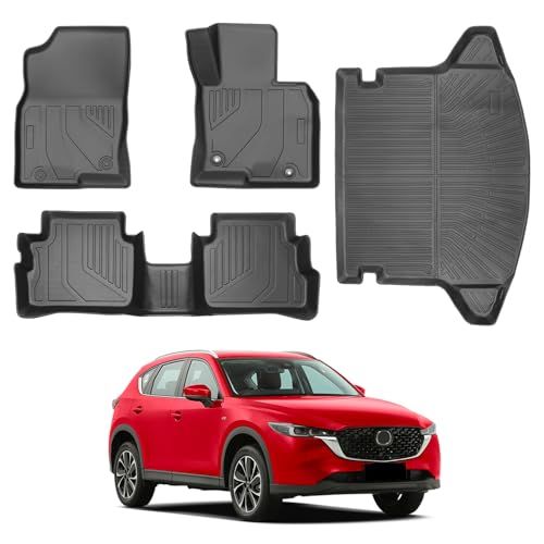 R★マツダ CX-5 KF系フロアマット 防水 CX-5 フロアマット+ラゲッジマット 4枚セット2017年~現行 TPE材質 防水マット 汚れ防止 滑り防止 取付簡単 耐摩擦 車種専用設計 カー用品 保護パーツ CX-5 アクセサリー