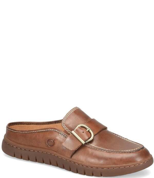ボーン レディース シューズ パンプス レザー ローファー Born Alora Leather Buckle Strap Loafer Mules Milk Chocolate チョコレート