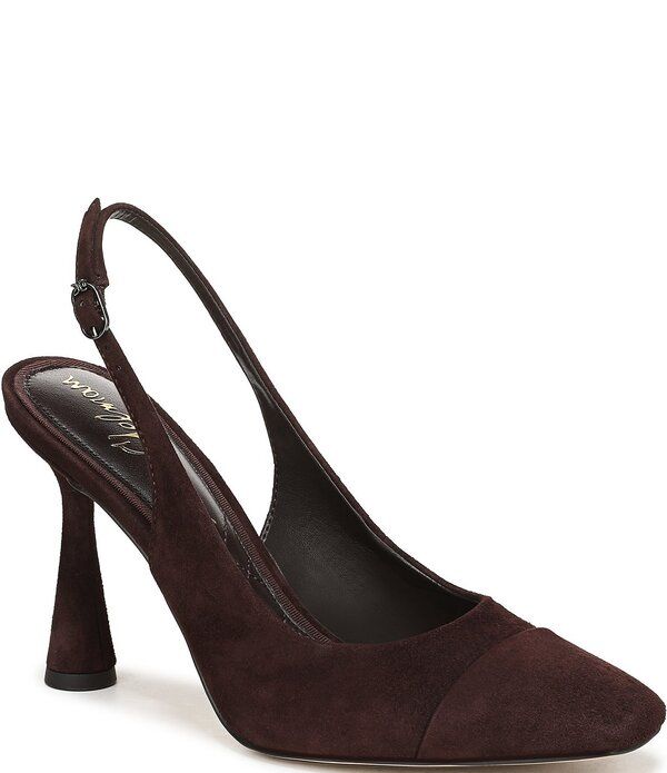 サムエデルマン レディース シューズ ヒール スエード Sam Edelman Essa Suede Square Toe Slingback Dress Pumps Cafe Noir