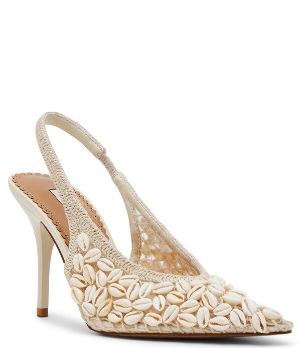 スティーブ マデン レディース シューズ ヒール Steve Madden Andromeda Crochet Shell Embellished High Vamp Slingback Pumps