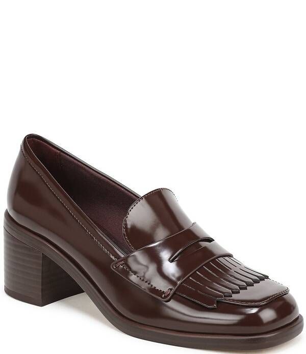 フランコサルト レディース シューズ パンプス ローファー ヒール Franco Sarto Elian Patent Block Heel Kiltie Penny Loafers Brown ブラ
