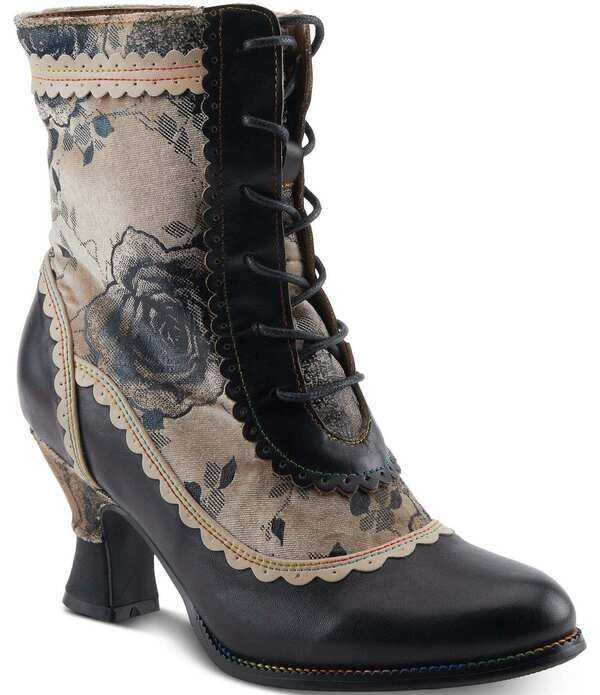 ラリティステ レディース シューズ ブーツ・レインブーツ フラワー柄 ベルベット レザー フラワー LARTISTE Bewitch Leather and Floral Velvet Baroque