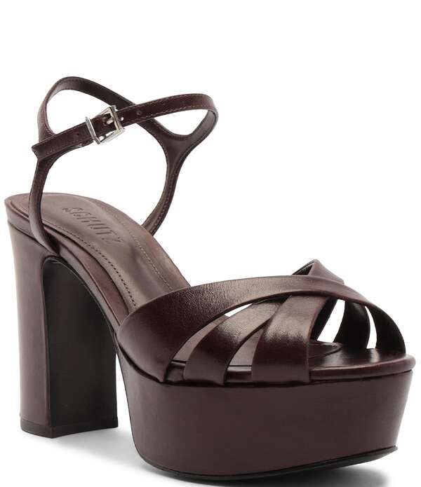 シュッツ レディース シューズ サンダル プラットフォーム レザー ヒール Schutz Keefa Leather Platform Block Heel Sandals Maplewood