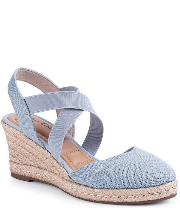 ミートゥー レディース シューズ スリッポン・ローファー サンダル ニット Me Too Shiney Stretch Knit Espadrille Wedge Sandals Aluminum B
