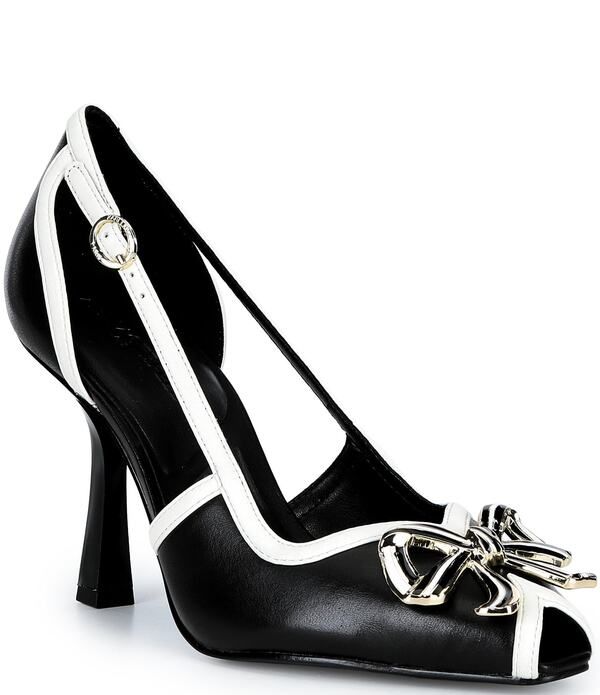カール ラガーフェルド レディース シューズ ヒール レース KARLAGERFELD PARIS Lacey Bow Stiletto Dress Pumps BlackCream クリーム