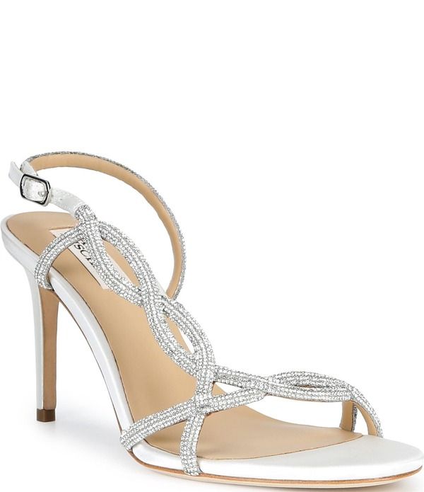 バッジェリーミシュカ レディース シューズ サンダル Badgley Mischka Yulissa Embellished Strappy Stiletto Dressandals White Sa