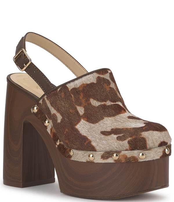 ジェシカシンプソン レディース シューズ ヒール プラットフォーム Jessica Simpson Cazeanimal Haircalf Studded Platform Clogs Natural