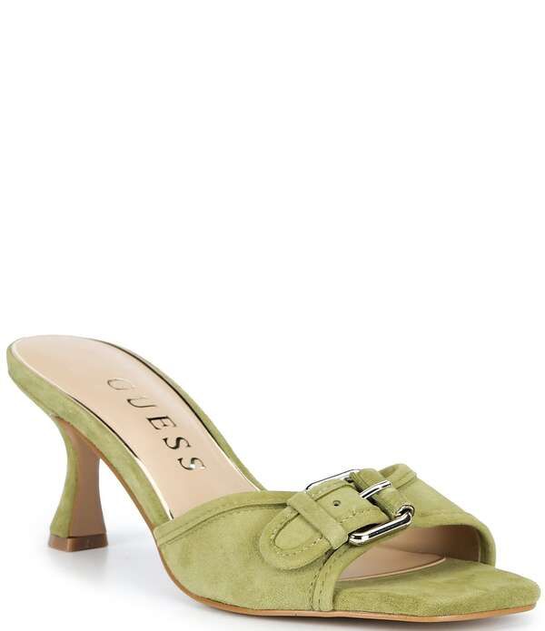 ゲス レディース シューズ サンダル スエード Guess Dista Suede Buckledresslides Medium Green グリーン