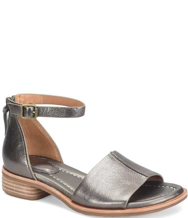 ソフト レディース シューズ サンダル アンクル レザー Sofft Faxyn Leather Ankle Strap Sandals Dark Pewter ピューター
