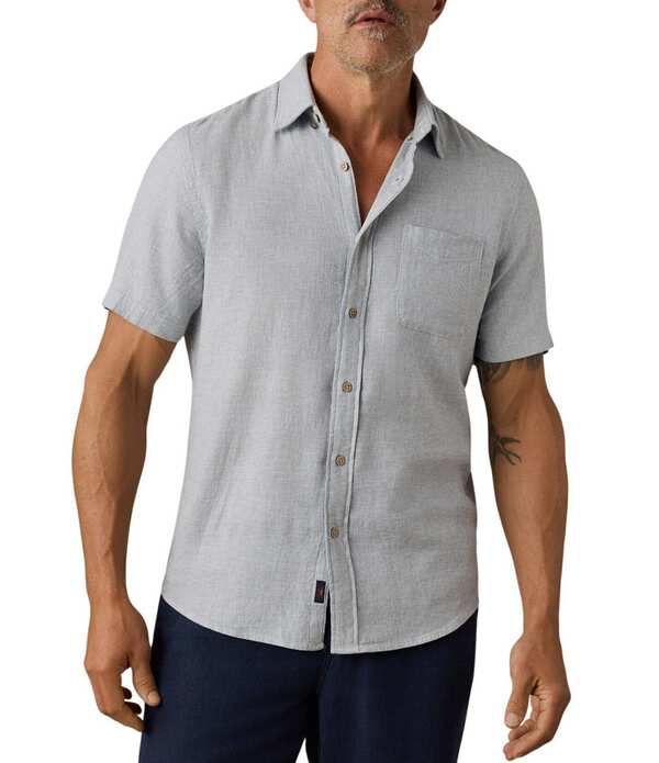 ファレティ メンズ トップス シャツ プリント リネン Faherty Linen Blend Allover Print Breeze Short Sleeve Woven Shirt Blue S