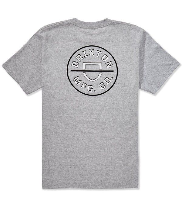 ブリクストン メンズ トップス シャツ ロゴ Brixton Crest II Logo Short Sleeve TShirt Heather GreyWhiteBlack ホワイト