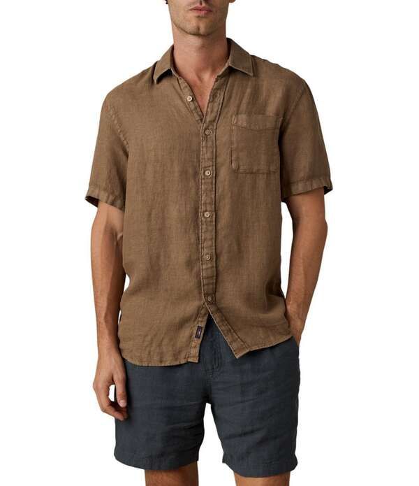 ファレティ メンズ トップス シャツ リネン Faherty Palma Linen Short Sleeve Woven Shirt Island Brown ブラウン