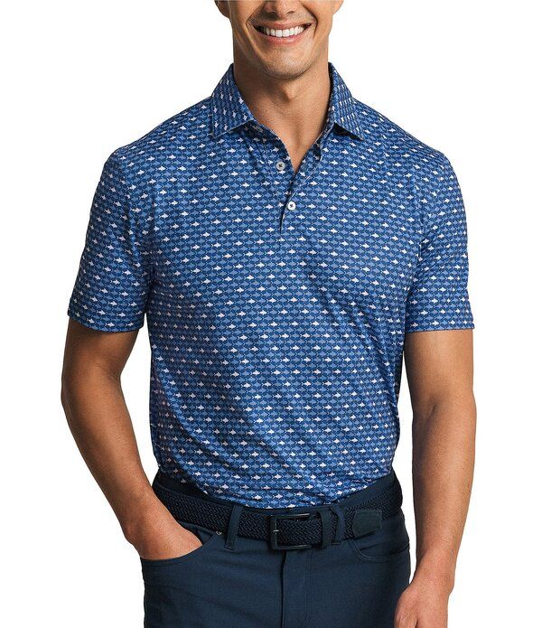 サウザーンタイド メンズ トップス シャツ プリント Southern Tide Driver Fintastic Frenzy Printed Short Sleeve Polo Shirt Oce