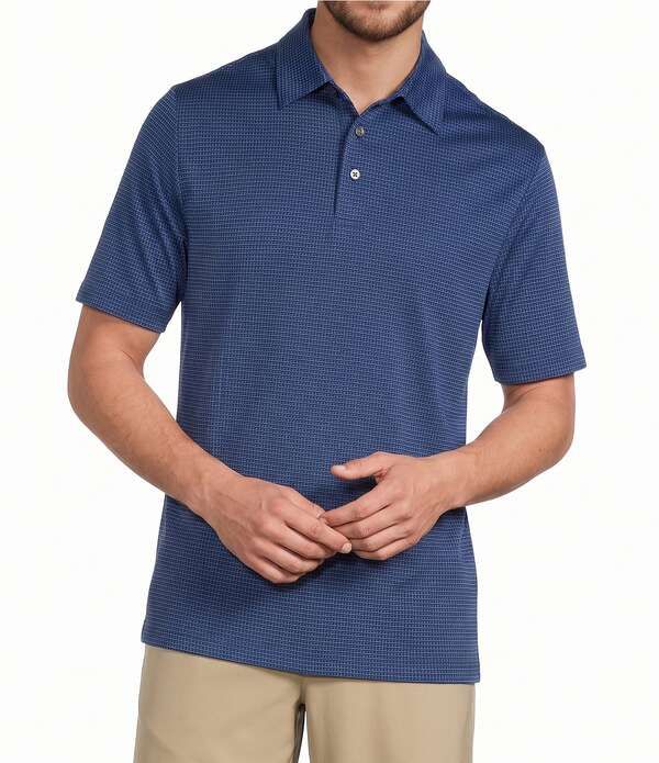 ラウンドトゥリーアンドヨーク メンズ トップス シャツ Roundtree Yorke Performance Jacquard Squares Polo Deep Blue ブルー