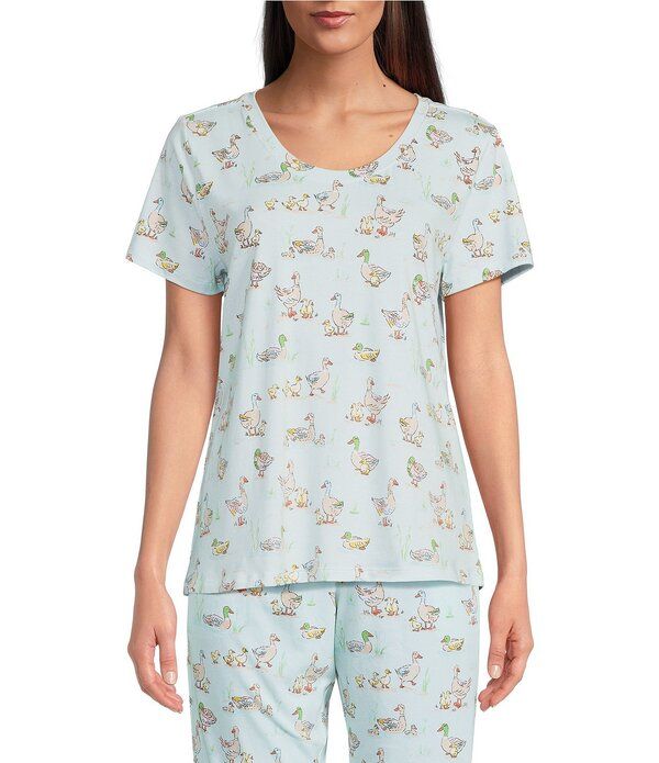 スリープ センス レディース トップス カットソー クルーネック プリント Sleep Sense Duck Print Short Sleeve Crew Neck Coordinating Sle