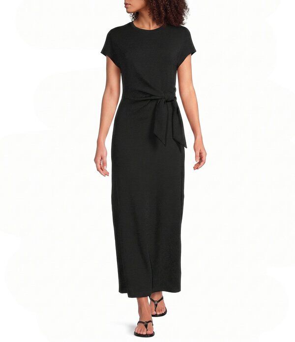 スパンク レディース トップス ワンピース クルーネック ミディ キャップ SPANX AirEssentialsR Crew Neck Cap Sleeve TieWaist Midi Dress