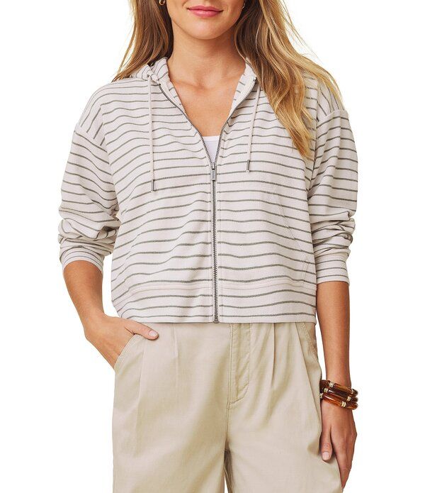 スプレンディット レディース アウター コート ジャケット Splendid Kennedy Stripe Zip Up Coordinating Long Sleeve Jacket OakEuca