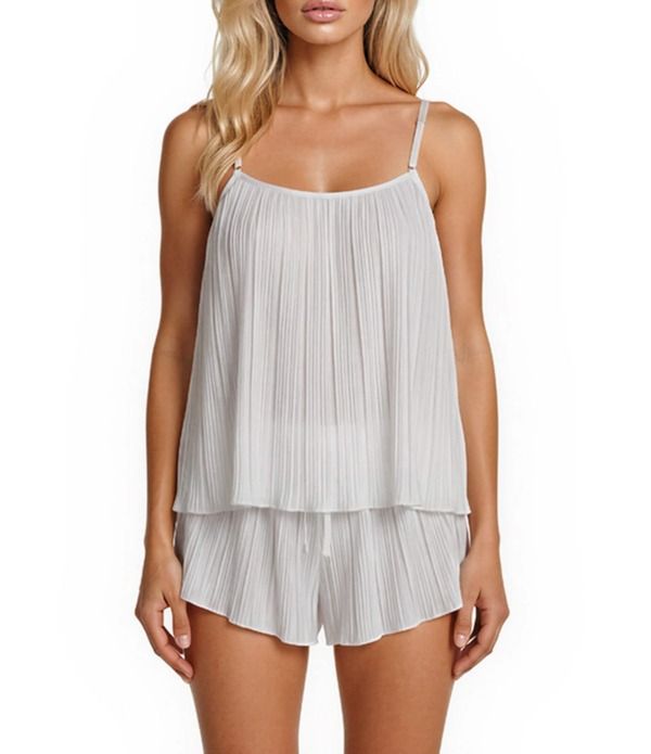 フローラニクルーズ レディース アンダーウェア ナイトウェア シフォン プリーツ ノースリーブ Flora Nikrooz Karina Pleated Chiffon Sleeveless Cami