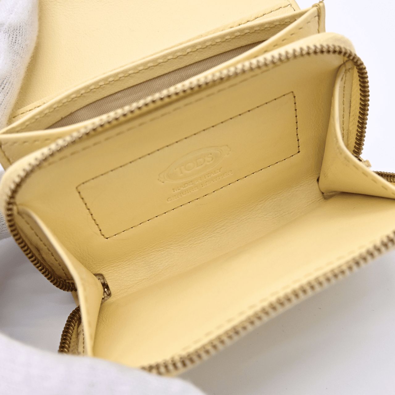 TOD’S トッズ Tタイムレス ミニウォレット レザー イエロー 財布 黄色 コンパクトウォレット (32206)