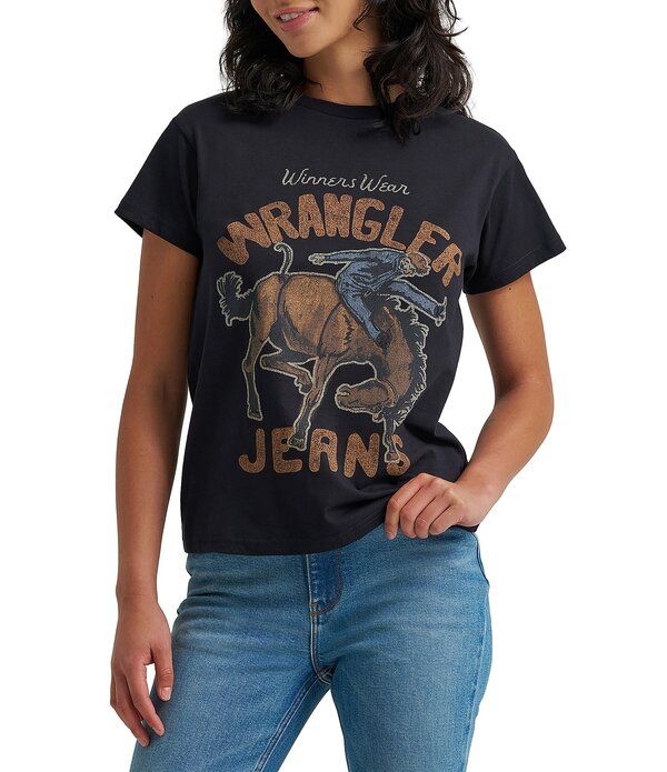 ラングラー レディース トップス シャツ WranglerRetroRodeo Cowboy Short Sleeve TShirt Black ブラック
