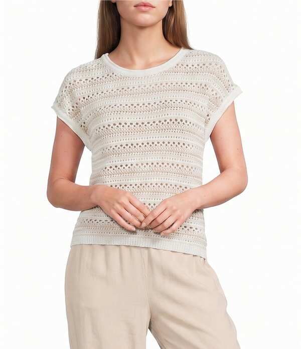ブルーペッペーブルーペッパー レディース アウター ニット・セーター ドロップショルダー Blu Pepper Stripe Boat Neck Drop Shoulder Short Sleeve