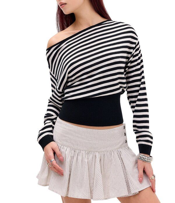 アーバンアウトフィッターズ レディース アウター ニット・セーター BDG Urban Outfitters Long Sleeve Striped Bailey Sweater Black And
