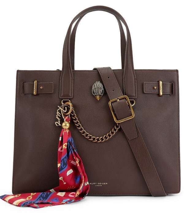 カートジェイガーロンドン レディース バッグ Kurt Geiger London Sloane Scarf Key Chain Tote Shoulder Bag Brown ブラウン