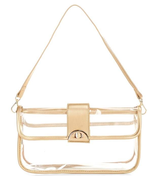 アンナアヴァ レディース バッグ Anna Ava Clear East West Flat Crossbody Bagold ゴールド