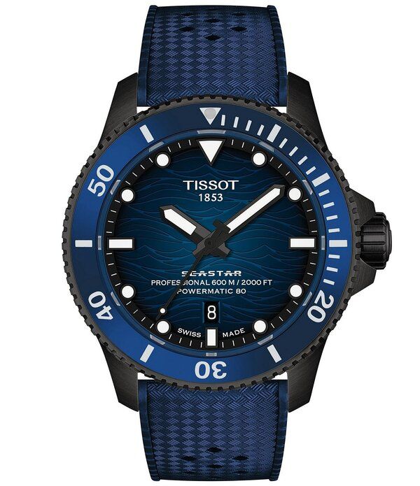 ティソット レディース アクセサリー 腕時計 Tissot Menseastar GTS 2000 Powermatic 80 Automatic Rubber Strap Watch Blue ブル