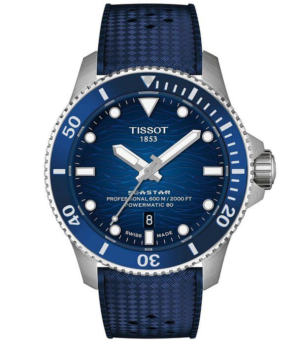 ティソット レディース アクセサリー 腕時計 Tissot Menseastar GTS 2000 Powermatic 80 Automatic Rubber Strap Watch Blue ブル