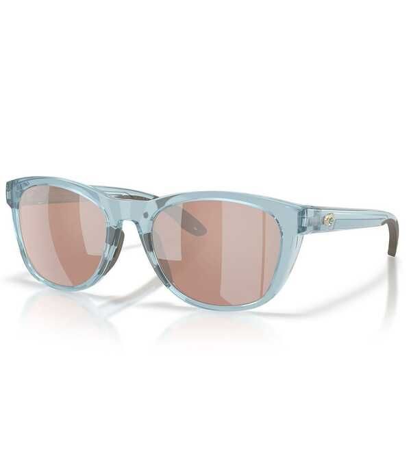 コスタ レディース アクセサリー サングラス・アイウェア Costa Del Mar Womens Aleta 54mm Polarized Round Sunglasses Translucent