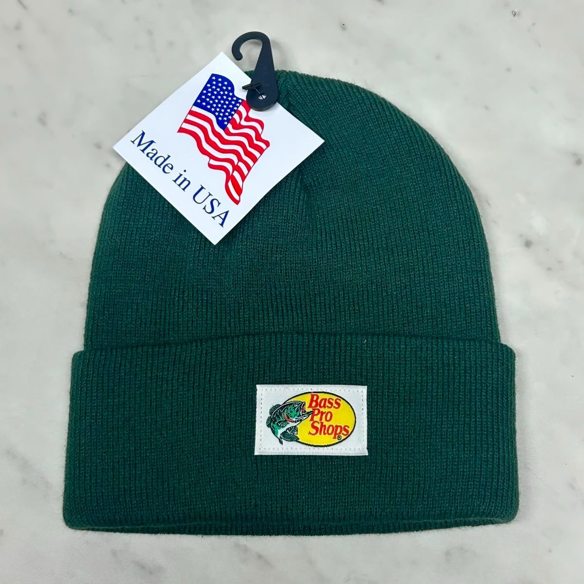アメリカ製 全米最大級のアウトドアブランド Bass Pro Shops バスプロショップス ロゴラベル ニット帽 Pグリーン (Bps80)
