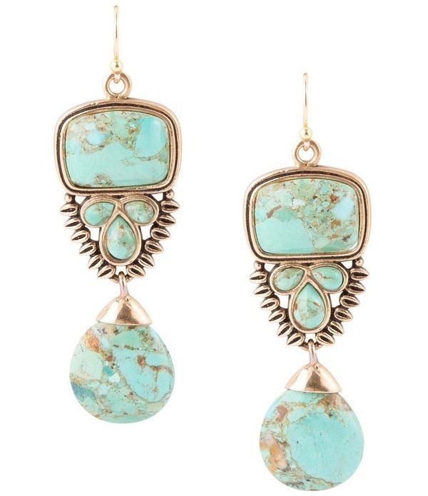 バース レディース アクセサリー ピアス・イヤリング Barse Imara Blue Turquoise and Golden Statement Earrings TurquoiseGold ター