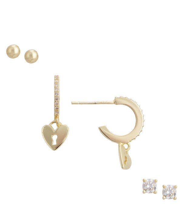 アルジェントヴィーヴォ レディース アクセサリー ピアス・イヤリング Argento Vivo Flat Heart Stud Earring Set Gold ゴールド