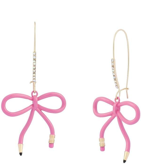 ベッツィジョンソン レディース アクセサリー ピアス・イヤリング Betsey Johnson Best In Class Bow Pencil Drop Earrings Pink ピンク