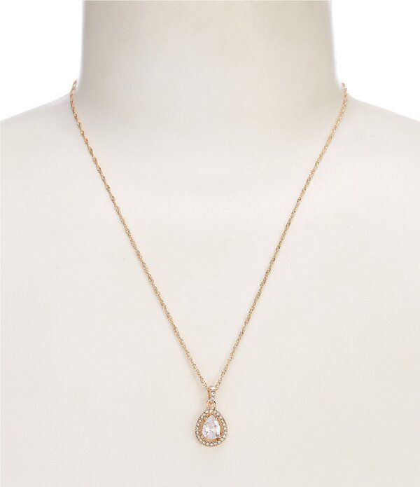 セザンヌ レディース アクセサリー ネックレス・チョーカー レース Cezanne Crystal CZ Teardropave Halo Short Pendant Necklace GoldCZ