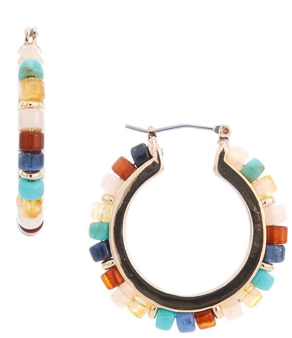 ディラーズ レディース アクセサリー ピアス・イヤリング Dillards Multi Color Seed Bead Resort Metal Hoop Earrings GoldMulti ゴール