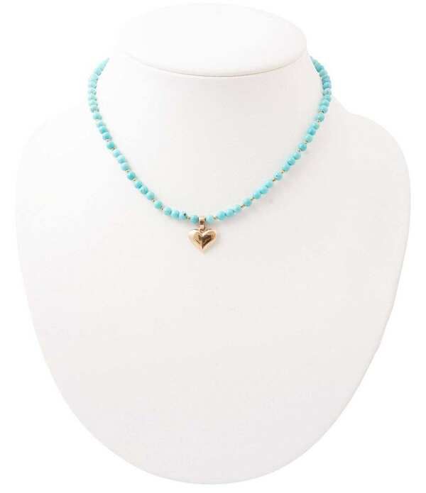 バース レディース アクセサリー ネックレス・チョーカー レース Barse Dainty Heart Golden Turquoise Magnesite Short Pendant Necklac
