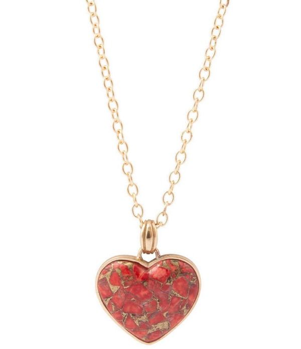 バース レディース アクセサリー ネックレス・チョーカー レース Barse Red Magnesite Heart Golden Metal Infused Long Pendant Necklac