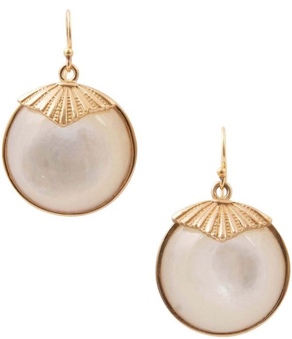バース レディース アクセサリー ピアス・イヤリング Barse Circle Orbital Golden Mother Of Pearl Drop Earrings Mother Of Pearl
