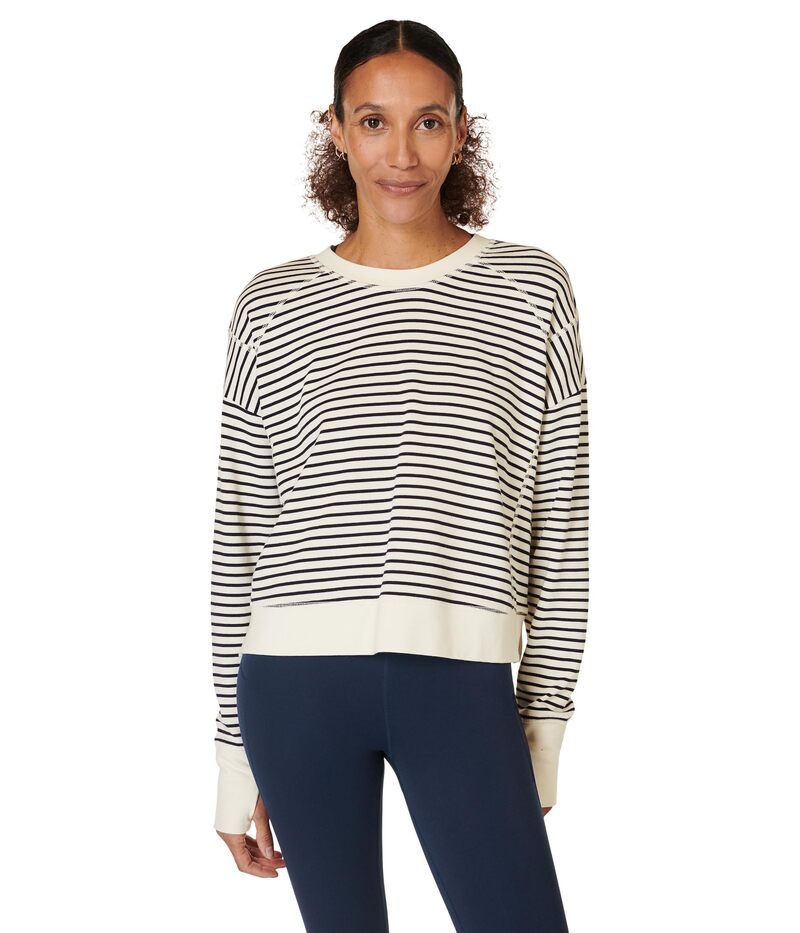 スウェッティベティ レディース アウター パーカー・スウェット シャツ Sweaty Betty After Class Crop Sweatshirt Lily White Stri ホワイト