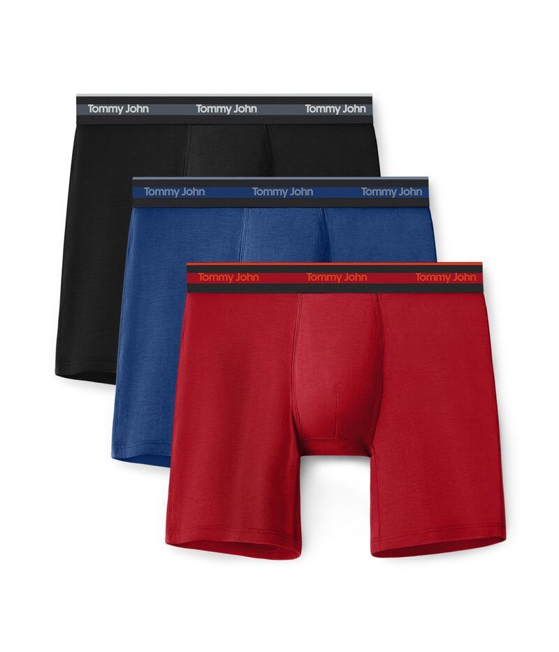 トミージョン メンズ アンダーウェア ボクサーパンツ Tommy John Comfort Micro 6 Boxer Brief 3Pack Black Blue Qua ブラック