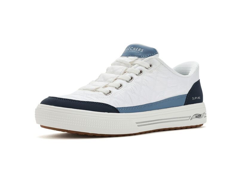 スケッチャーズ レディース シューズ スニーカー Skechers Arch Fit ArcadeCuddle Steps Hands Free SlipIns WhiteNavy ホワイト