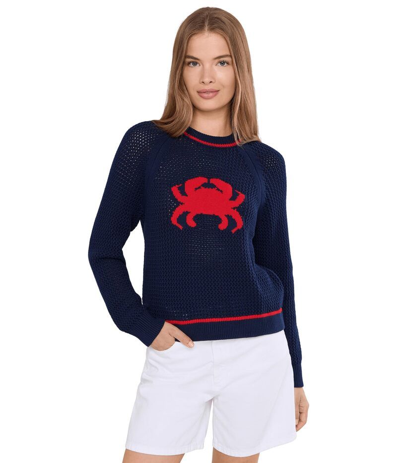 525 アメリカ レディース アウター ニット・セーター 525 America Jane Crab Pullover Dark Blue Combo ブルー