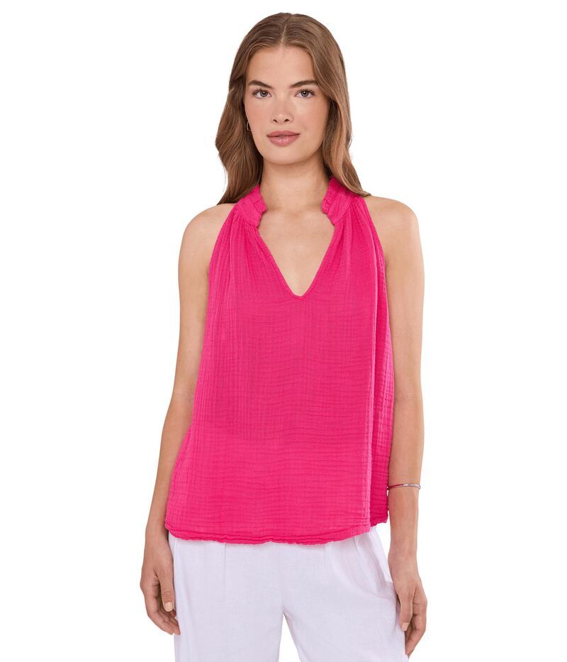 マイケルスターズ レディース トップス シャツ Michael Stars Viola Split Neck Tank Pink Punch ピンク