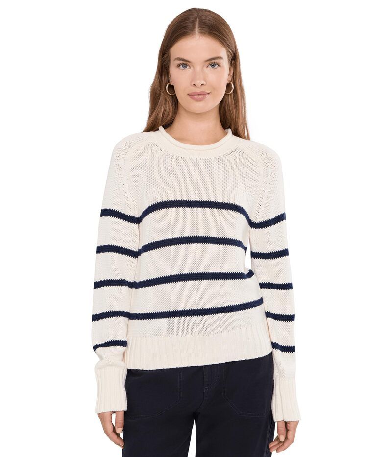 525 アメリカ レディース アウター ニット・セーター 525 America Coral Striped Pullover ChalkDark Blue チョーク