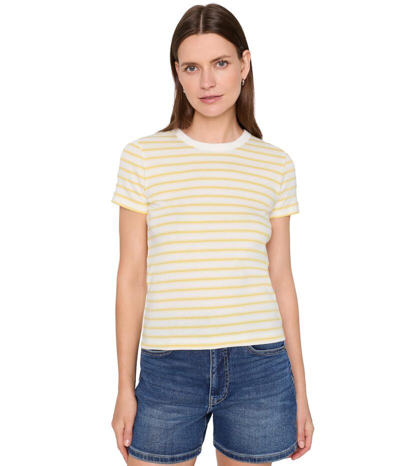ヴィンス レディース トップス シャツ Vince Stripe Shrunken 90s Tee Limone Combo ストライプ