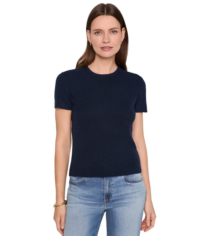 ヴィンス レディース トップス シャツ Vince Texture SS Crew Navy ネイビー