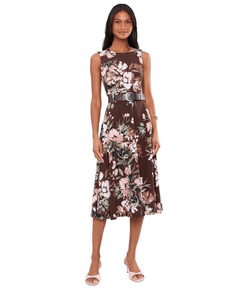 カルバンクライン レディース トップス ワンピース クレープ A ライン フラワー柄 スキューバ ノースリーブ フラワー Calvin Klein Sleevelesscuba Crepe Flora